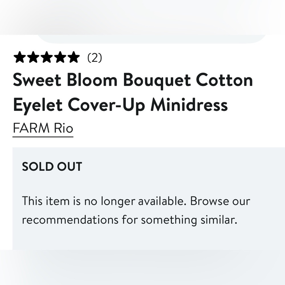 FARM Rio 💐 Sweet Bloom Bouquet Cotton Eyelet Cover-Up Minidress Size L, NWT - Picture 15 of 15
